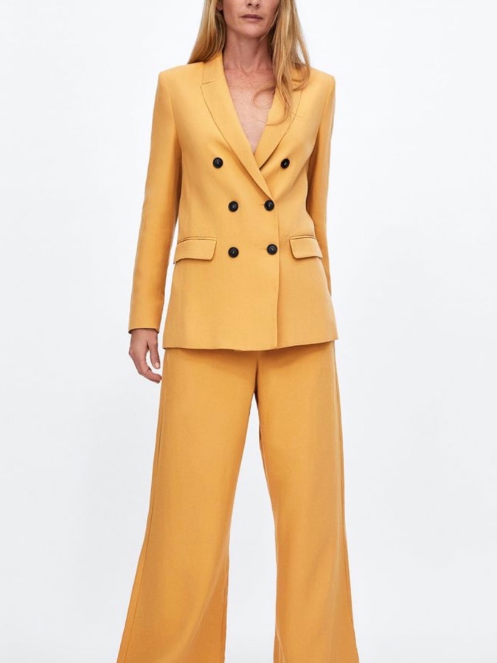 Sold Out Zara Double Breasted Buttoned Mustard Yellow Blazer Size Small